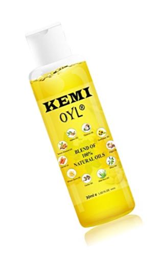 Kemi Oyl blend of ten 100% Vedic/herbal oils, with Vitamin A, B, C, E, D, Healthy hair, skin, heels & nails, Nourishes scalp hair roots, relieve pain, repairs cuticles & cracked heels, 30 ml