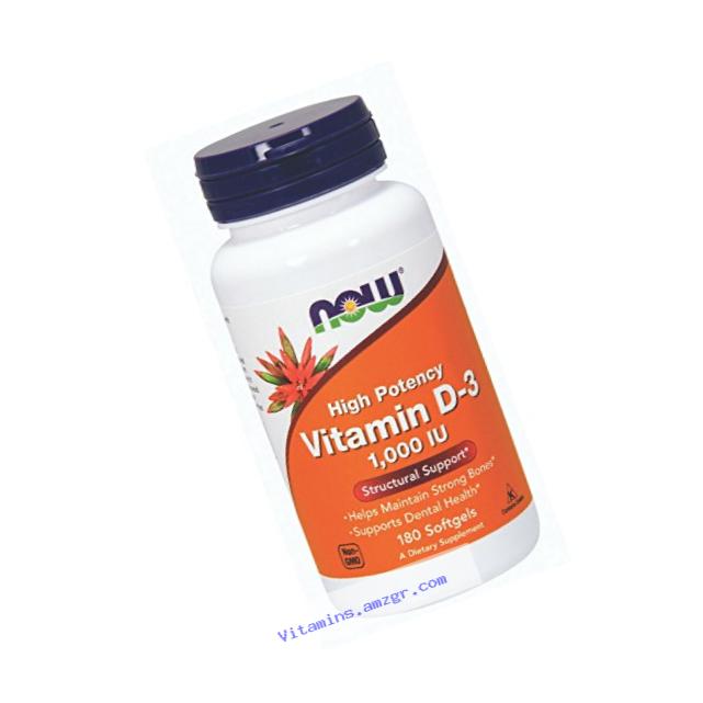 NOW Vitamin D-3 1,000 IU,180 Softgels