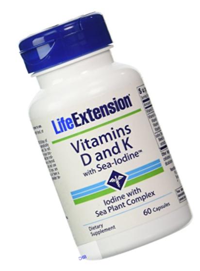 Life Extension Vitamin D with Sea-Iodine and Vitamin K2, 60 Count