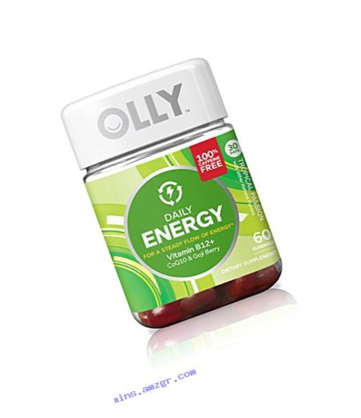 OLLY Daily Energy, Caffeine Free Energy Gummy Supplements, Tropical Passion, 60 Count