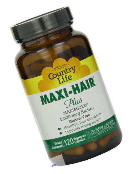 Country Life Maxi Hair Plus 5,000 mcg Biotin 120 VegiCaps