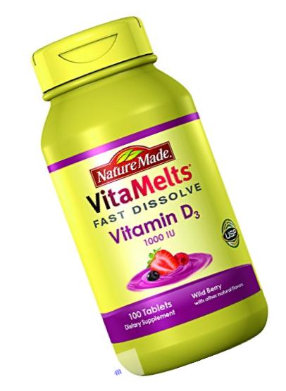 Nature Made Vitamelts Vitamin D3 Tablets Wild Berry 100 Count
