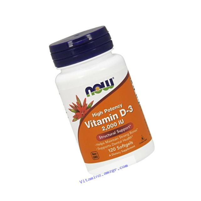 NOW Vitamin D-3 2,000 IU,120 Softgels