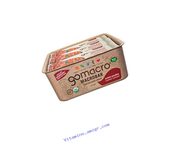 GoMacro MacroBar, Organic Vegan Protein Bar, Cashew Caramel, 2.1 oz (Pack of 12)