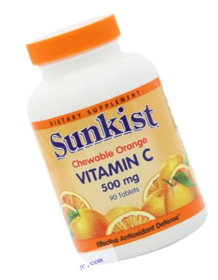Sunkist Vitamin C 500mg Chewable Orange 90 Tablets (Pack of 2)