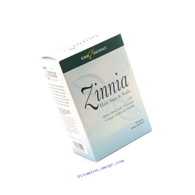 Zinnia Premium Hair, Skin and Nails Vitamins with Biotin and Collagen For Growth and Strength by Form Essentials, 60 Capsules