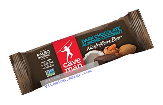 Caveman Foods Paleo-Friendly Nutrition Bar, Dark Chocolate Almond Coconut (Pack of 15)