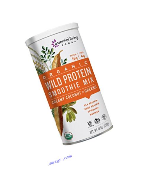 Essential Living Wild Protein Smoothie Mix, Coconut and Greens Protein Blend, 16 Grams of Protein, Essential Vitamins and Amino Acids, Delicious Protein Powder, Superfood 16 Ounce (USDA Organic)