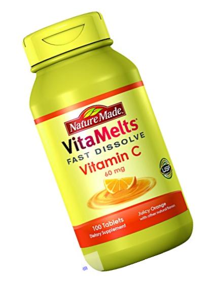 Nature Made Vitamelts Vitamin C Tablets, Juicy Orange, 100 Count