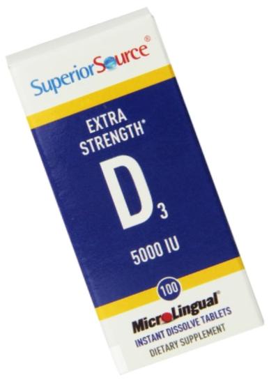 Superior Source Extra Strength Vitamin D3 5,000 IU Tablet, 100 Count (Packaging May Vary)