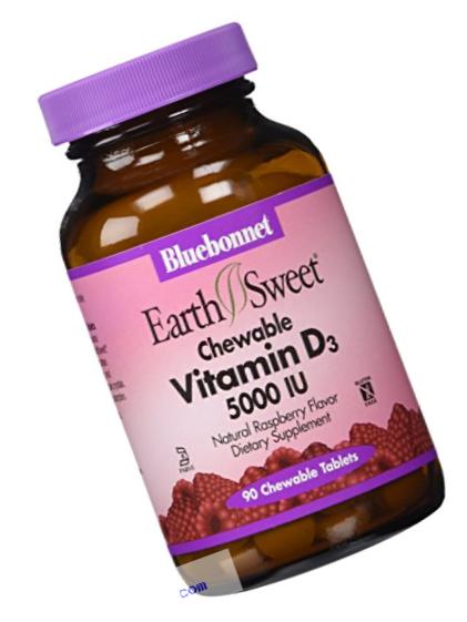 Bluebonnet Earth Sweet Vitamin D3 5000 IU Chewable Tablets, 90 Count