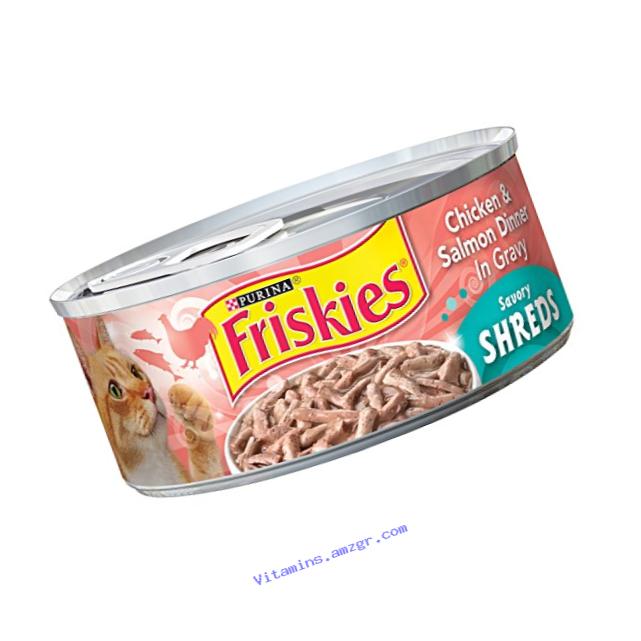 Purina Friskies Savory Shreds Chicken & Salmon Dinner in Gravy Cat Food - (24) 5.5 oz. Pull-top Can