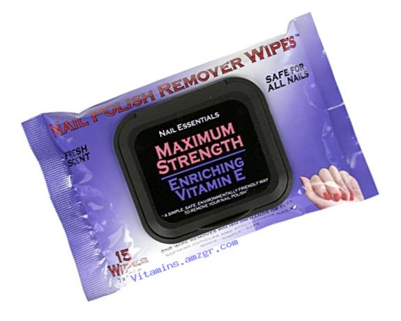 Nail Essentials Nail Polish Remover Wipes - Vitamin E Enriched - Single (Purple Package)
