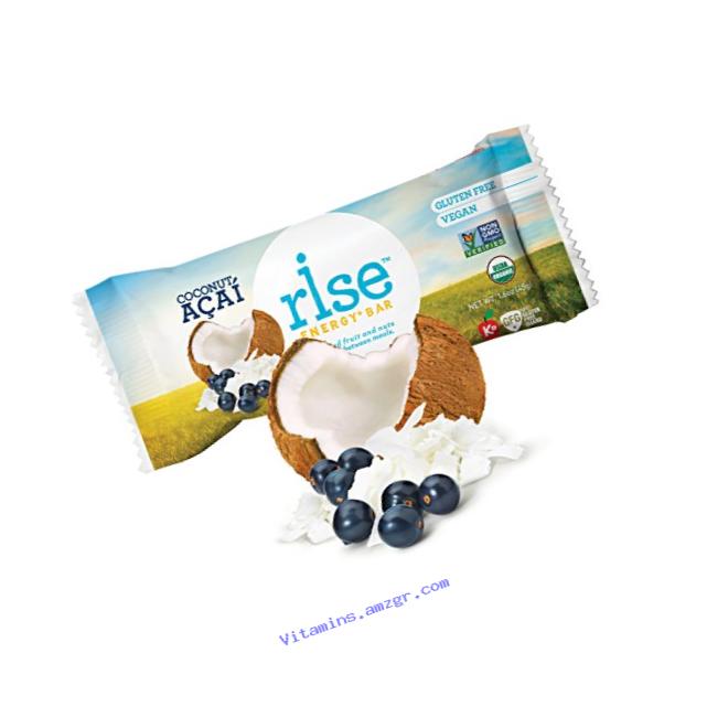 Rise Bar Organic, Vegan Energy Bars, Coconut Acai, 12-Count