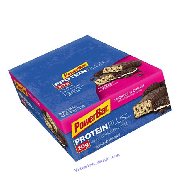 PowerBar Protein Plus Bar, Cookies & Cream, 2.15 oz Bar, (15 Count)