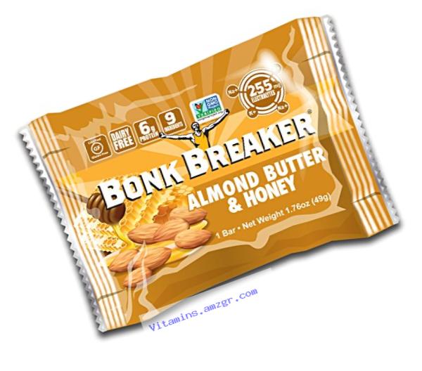 Bonk Breaker Energy Bar, Almond Butter & Honey, 1.76 Ounce, 12 Count