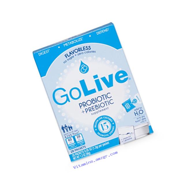 Golive Probiotic and Prebiotic Supplement Blend, Flavorless, 28-Count