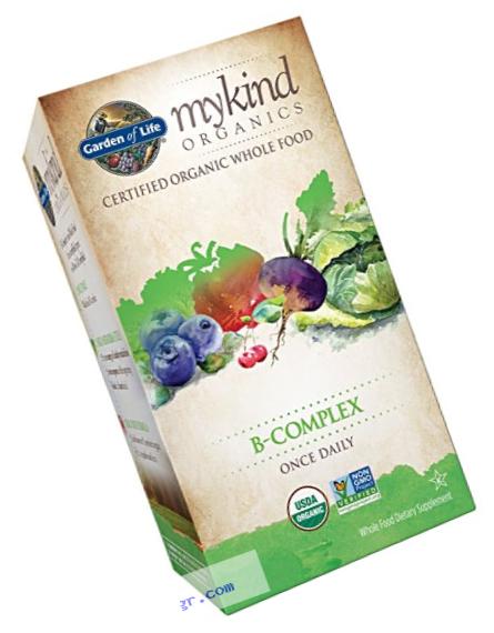 Garden of Life B Complex with Folate - mykind Organic Whole Food Supplement for Metabolism and Energy, 30 Tablets