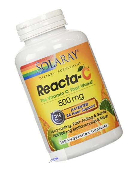 Solaray Reacta C with Bioflav Vitamin Capsules, 500 mg, 180 Count