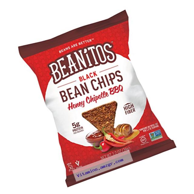 Beanitos Honey Chipotle BBQ Black Bean Chips, Plant Based Protein, Good Source Fiber, Gluten Free, Non-GMO, Corn Free Tortilla Chip Snack, 1.2 Ounce (Pack of 24)