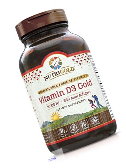 Nutrigold Vitamin D3 Gold (in Organic Olive Oil), 2000 IU, 360 softgels
