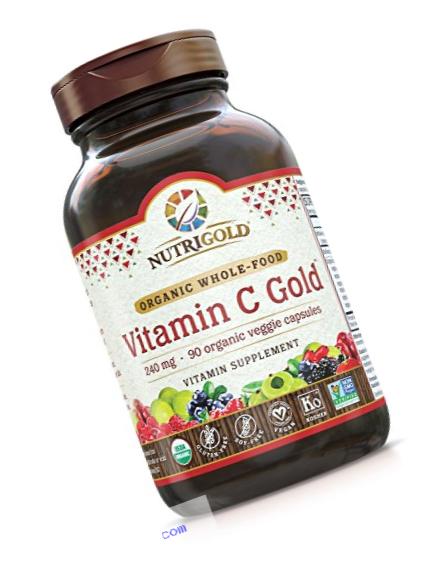 NutriGold Organic Whole-Food Vitamin C 240 mg 90 organic veggie capsules