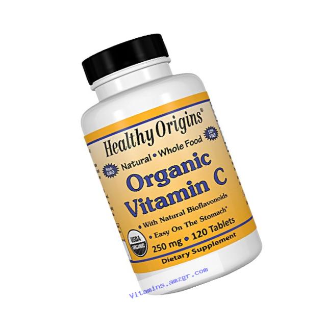 Healthy Origins Vitamin C USDA Organic Non-GMO Natural Tablets, 250 mg, 120 Count