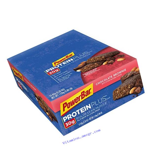 PowerBar Protein Plus Bar, Chocolate Brownie, 3.28 oz Bar, (12 Count)