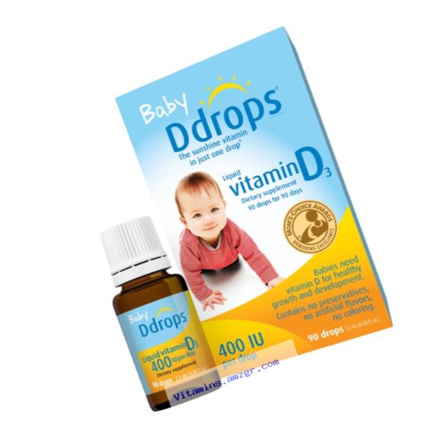 Ddrops Baby 400 IU, Vitamin D, 90 drops 2.5mL (0.08 fl.oz)