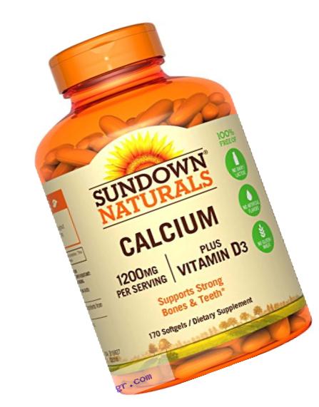 Sundown Naturals Calcium plus Vitamin D3, 1200mg, Softgels 170 ea