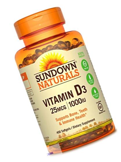 Sundown Naturals Vitamin D3 1000 IU, 400 Softgels