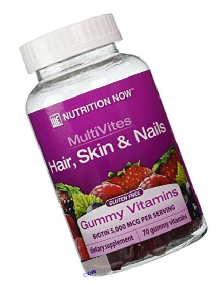 Nutrition Now Multi-Vitamin Plus Hair, Skin and Nails Support Gummy Vitamins, 70 Count
