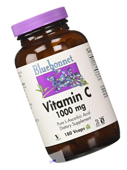 Bluebonnet Vitamin C 1000 mg Vegetable Capsules, 180 Count