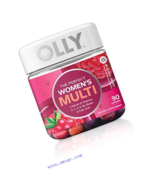 OLLY Perfect Womens Multi-Vitamin Gummy Supplements, Blissful Berry, 90 Count