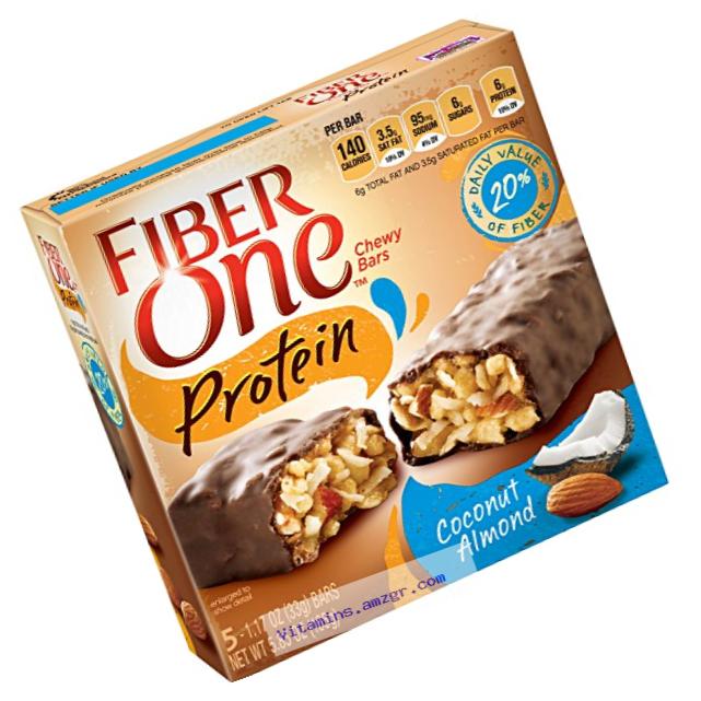 Fiber One Protein Bar, Coconut Almond Chewy Bars, 5 Fiber Bars, 5.85 oz (Pack of 6)