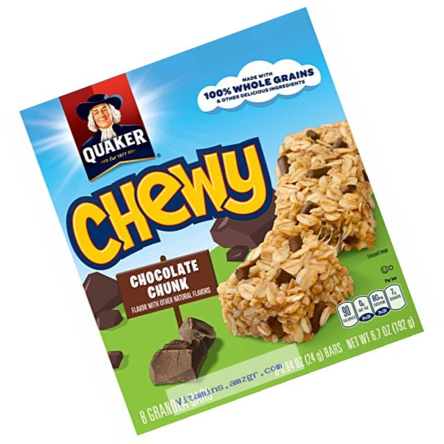 Quaker Chewy, Dark Chocolate Chunk Granola Bars, 8 Count (Pack of 6)